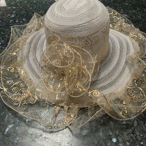 Women's Organza Church Kentucky Wedding Hat Large Rim Basin Cap